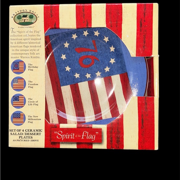 Warren Kimble Brandon House Sakura Spirit of the Flag Plates Patriotic - Picture 1 of 4